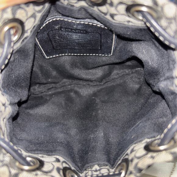 Y2K Coach Signature Rare Mini Drawstring Bucket Bag Black Grey - Picture 5 of 5